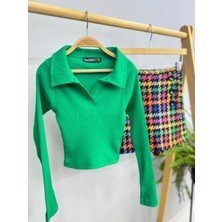 Cuties Kız Çocuk Polo Yaka Kaşkorse Uzun Kollu Body 3556 Yeşil