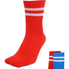 Sportive Rayas Unisex Çok Renkli Günlük Stil 2'li Çorap 24KA03-FLAME/DİVABLUE