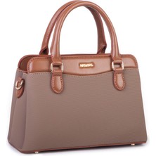 Nas Bag Şık  Kadın Midi El ve Omuz Çanrası Vizon Taba Lacste