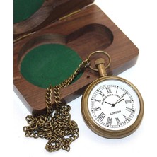 Mena Rise Ahşap Kutulu Pirinç Köstekli Saat KSK2055 ( Lisinya )