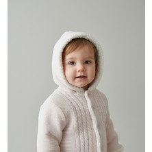 Enfal Bebe Içi Welsoft Kürklü, Kapüşonlu, Örgü Desenli Triko Bebek Hırkası