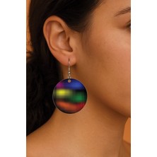 Nurdic Kadın Küpe Desenli Stilist Kancalı 3.5X5CM Yuvarlak Şeffaf Küpe Briella