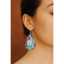 Nurdic Kadın- Küpe Desenli Stilist Kancalı Baskılı Küpe Damla Şeffaf Boho