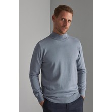 İGS Indigo Standart Fit Dar Kalıp Yarım Balıkçı Düz Uzun Kollu  Triko