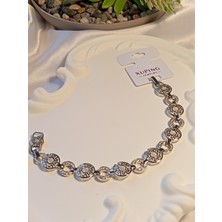 Zirkon Taşlı Halka Detaylı Gümüş Renk Xuping Jewelry Vip Bileklik