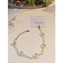 Kalp Detaylı Incili Xuping Jewelry Bileklik - Euro Aksesuar