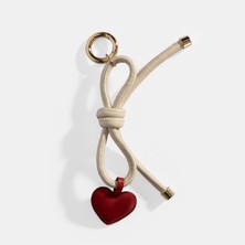 Desa Beyaz Kurdele Detaylı Kalpli Deri Anahtarlık