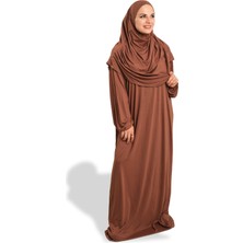 Hürrem Bone Kahve Iki Parça Namaz Elbisesi Viskon Düz 2504_14