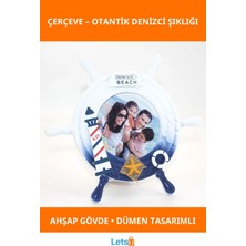 Letsii Ahşap Deniz Temalı Marin Dümenli Çerçeve