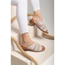 Shan/dina Grata-Kadın Gri Hakiki Deri Terlik