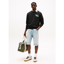 Tommy Jeans Bisiklet Yaka Siyah Erkek Sweatshırt DM0DM21640BDS Tjm Reg Stack Crew Ex