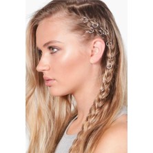 H&E Design Kadın 18'li Trendy Silver Saç Küpe Seti