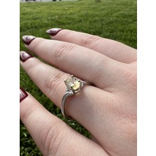 Taşmeran Sitrin Oval Kristal Kesim Doğal Taş Yüzük TKY0347