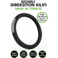 Trobus Hyundai Santa Fe 2007-2012 Geçmeli Direksiyon Kılıfı Delikli Siyah Gümüş Deri