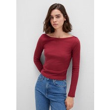 Mavi Uzun Kollu Kırmızı Basic Tişört 1613622-70430