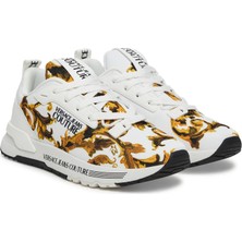Versace Kadın Fondo Dynamic Dis. Saa Barok Desenli Sneaker - Beyaz/altın Sarısı