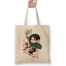 Toyaso Attack On Titan Chibi Levi Bez Çanta Uzun Saplı Alışveriş Çantası Plaj Çantası