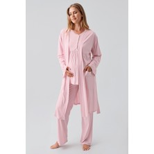 Artış Collection Uzun Kollu Düğmeli Esnek Viskoz Hamile Sabahlık Pijama Takım 18302