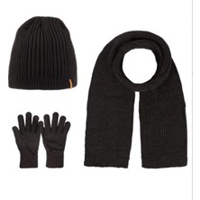 Abarta Erkek Örgü Bere Atkı Eldiven 3'lü Takım Siyah