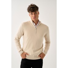 Fermuarlı Dik Yaka Kazak