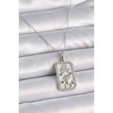 Mena Rise 316L Çelik Gümüş Renk Zincir Aslan Burcu Zirkon Taşlı Kadın Kolye - Lisinya