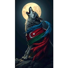Aydın Garage Kurt ve Türk Bayrağı Kapı Direk Kaplama Folyosu Baskılı Sticker Sağ-Sol 2 Adet 22*50 cm