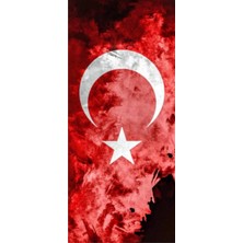 Aydın Garage Türk Bayrağı ve Kurt Kapı Direk Kaplama Folyosu Baskılı Sticker Sağ-Sol 2 Adet 22*50 cm