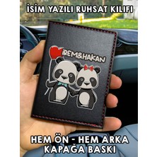 Nurdic Pandalove Ön Arka Baskılı Oto Araç Ruhsat Kabı Kartlık Deri Isim Yazılı Kişiye Özel Cüzdan