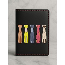 Nurdic Ruhsat Koruyucu Baskılı Kart Bölmeli Siyah Vinlex Deri Ruhsat Kabı Kılıfı Kedi Biblo