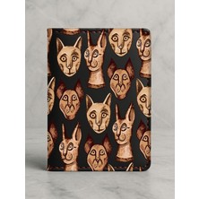 Nurdic Ruhsat Koruyucu Baskılı Kart Bölmeli Siyah Vinlex Deri Ruhsat Kabı Kılıfı Mumya Kedi