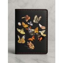 Nurdic Ruhsat Koruyucu Baskılı Kart Bölmeli Siyah Vinlex Deri Ruhsat Kabı Kılıfı Kelebek Cümbüşü