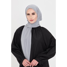 Hürrem Bone Gri Pratik Hazır Geçmeli Tesettür Bone Sandy Boyunluklu Çıtçıtlı 2505_15