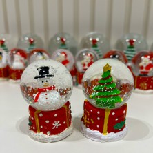 Taşmeran Yılbaşı Ağacı ve Kardan Adam Mini Boy Kar Küresi İkili Seti Çin Menşeli Şık Süs