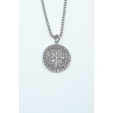 IDR Vegvisir Viking Pusulası Gümüş Kaplama Örme Zincir Kolye