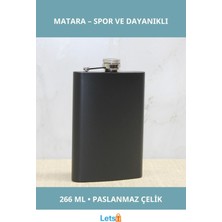 Letsii Siyah Paslanmaz Çelik Su Geçirmez 9 Oz Matara