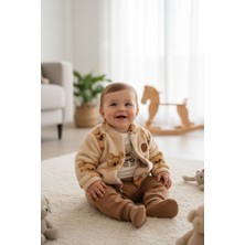 Babexi Ayıcık Desenli Erkek Bebek Üçlü Takım