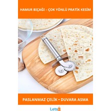 Letsii Çift Başlıklı Paslanmaz Çelik Pizza Hamur Bıçağı