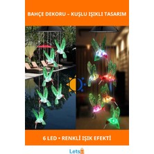 Letsii Güneş Enerjili 6 LED Renkli Işıklı Kuşlu Bahçe Dekoru