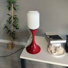 Bamyum Bello Beyaz Cam Masa Lambası Dekoratif Abajur Çocuk Odası Başucu Lambası Okuma Lambası