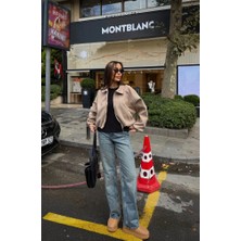 Zeynep Öykü Style Kadın Kaşe Bomber Ceket