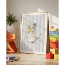 Fuart.Co Vintage Çiçekli Çaydanlık Dijital Baskı Vintage Poster (Çerçevesiz) VIFU