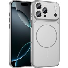 Apple iPhone 15 Pro Uyumlu Kılıf Zebana Titanmag Colorshield Kılıf (Kablosuz Şarj) Gümüş