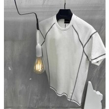 Rawea Fashion Unisex Karoyaka Dikişli Oversize T-Shirt - Beyaz