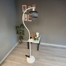 Bamyum Mopa Beyaz Gövde Füme Cam Lambader Modern Dekoratif Metal Oturma Odası Çalışma Odası Zemin Lambası