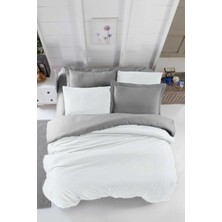 Mira Home Çift Kişilik Lastikli Çarşaflı Nevresim Takımı Pamuklu Four Season Beyaz Gri