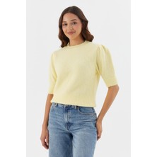 Shopping Shop Kısa Balon Kol Triko Bluz Sarı