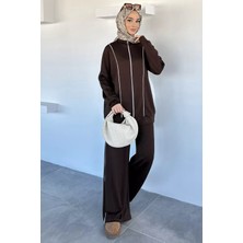 Julude Ön Fermuarlı Şeritli Tunik Bel Lastikli Pantolon Tesettür Ikili Takım P-00018992