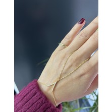 Taş Detaylı Çift Sıra Gümüş Serçe Yüzük