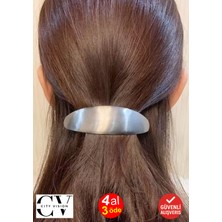 Metal Fransız Tip Saç Tokası – Parlak Gümüş Renkli 11 cm Klasik ve Şık Model