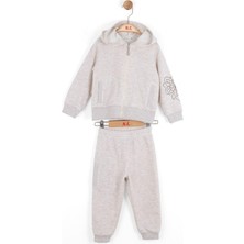Nk Kids Kız Çocuk 1-4 Yaş Çiçek Baskılı Fermuarlı Eşofman Takımı Krem